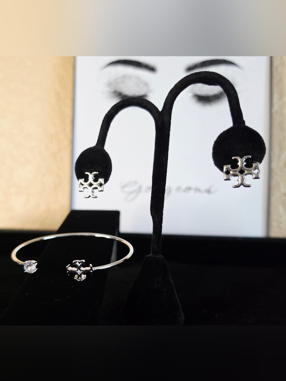 Silver Stud Earrings & Bracelet Set